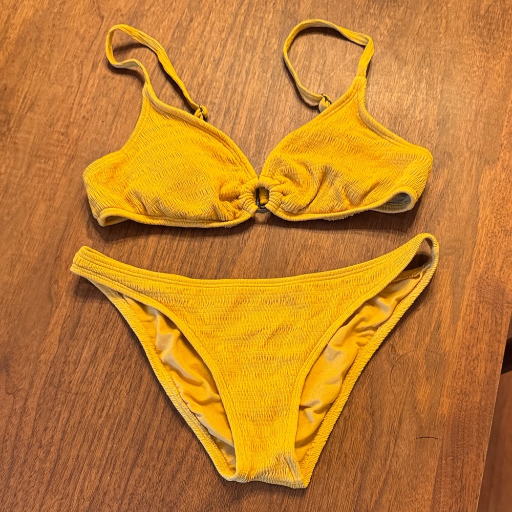 Billabong Yellow Textured Bikini Set